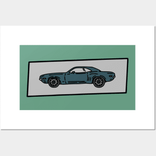 vintage muscle car hand drawn Posters and Art